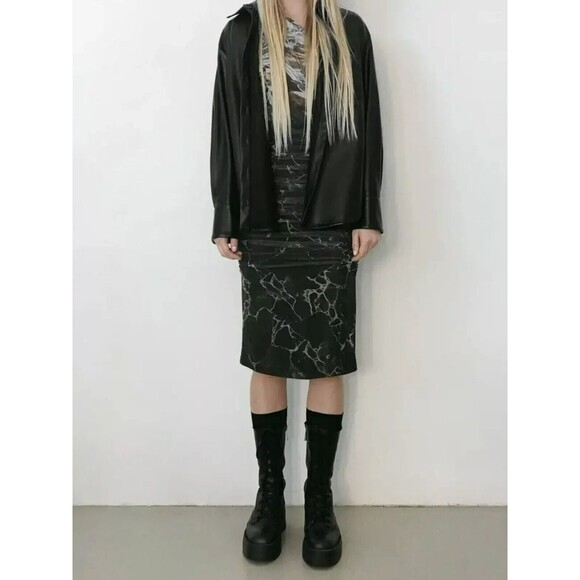 Zara Draped Tulle Midi Skirt Green sz Small Tie-Dye Ruched Sides Mesh Whimsigoth - Picture 1 of 15